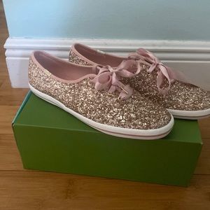 Brand new Keds for Kate Spade rose gold glitter US womens size 10